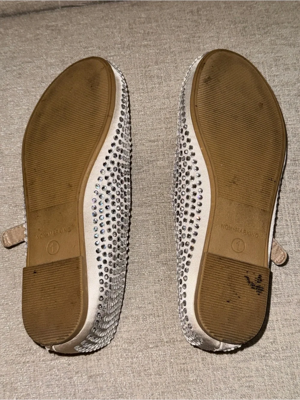 art class Silver Rhinestone Mary Jane Flats for Kids